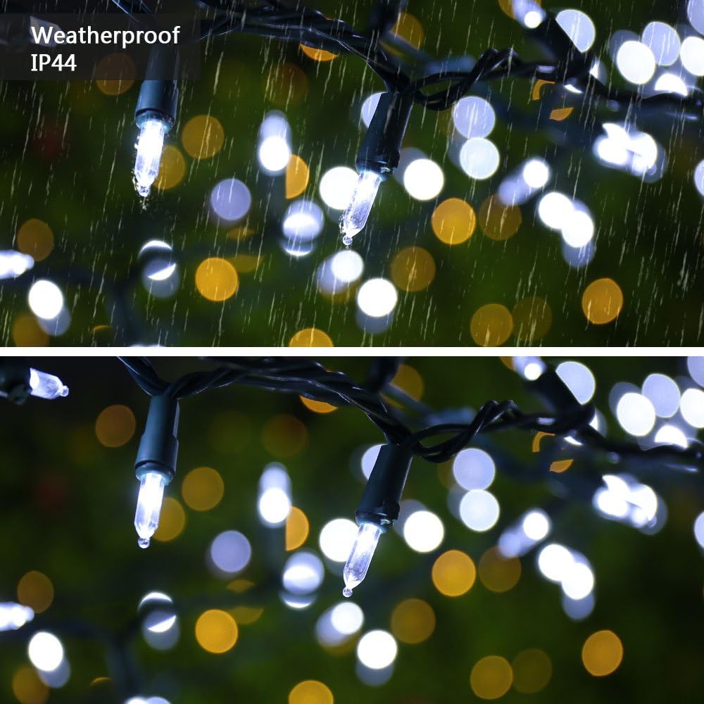 Brizled Christmas Tree Lights, 2 Pack 33ft 100 LED Christmas Lights, 120V UL Certified Connectable Xmas Light Indoor Outdoor, Clear Mini Light for Xmas, Tree, Home, Holiday, Green Wire, Bright White