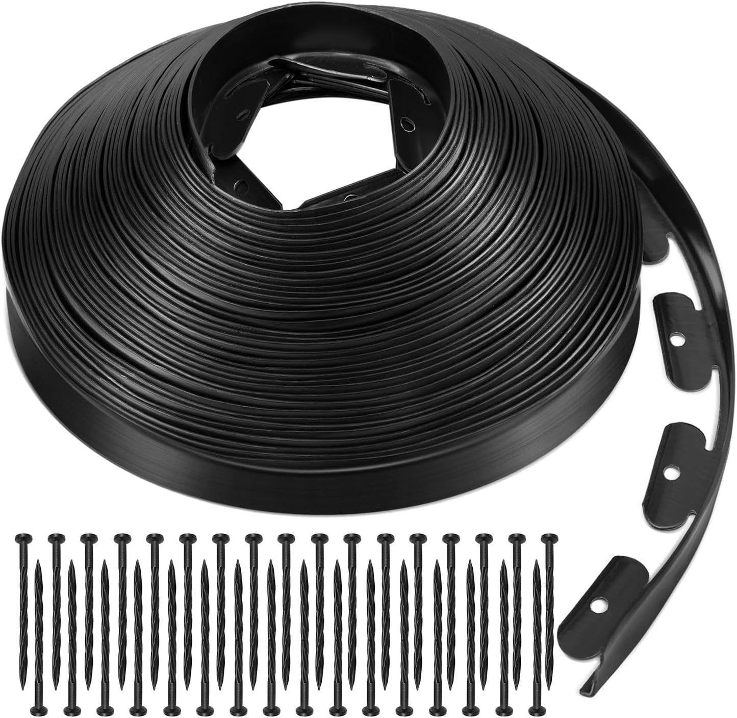 Landscape Edging 2 Inch Tall 100 FT, Garden Edging Border with 5 Pcs Connectors and 60 Pcs Anchoring Spikes for Garden Flower Beds Yard Lawn