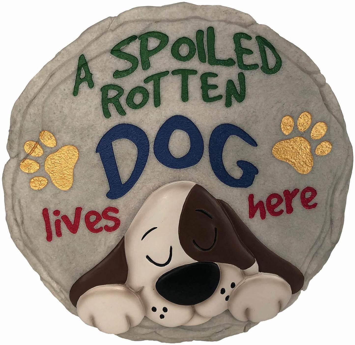 Spoontiques - Garden Décor - Spoiled Rotten Dog Stepping Stone - Decorative Stone for Garden