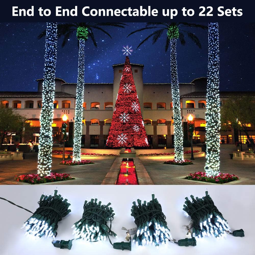 Brizled 4 Pack LED Christmas Lights, 33ft 100 LED Christmas String Lights, 120V UL Certified Connectable Xmas Tree Light Mini White Xmas Light for Home Tree Patio Indoor Outdoor Decoration, Cool White