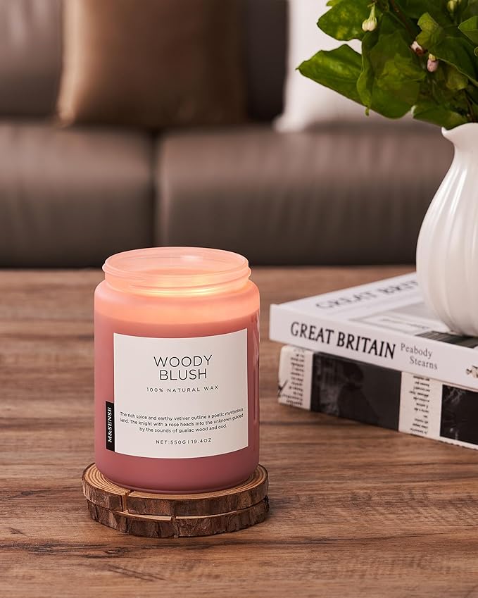 M&SENSE Rose Oud Wood Soy Candles 2 Wick, Large Scented Candles 19.4oz 110 Hour Long Lasting Burn Non Toxic Natural Luxury Aromatherapy Gifts for Women & Relaxing Spa Yoga