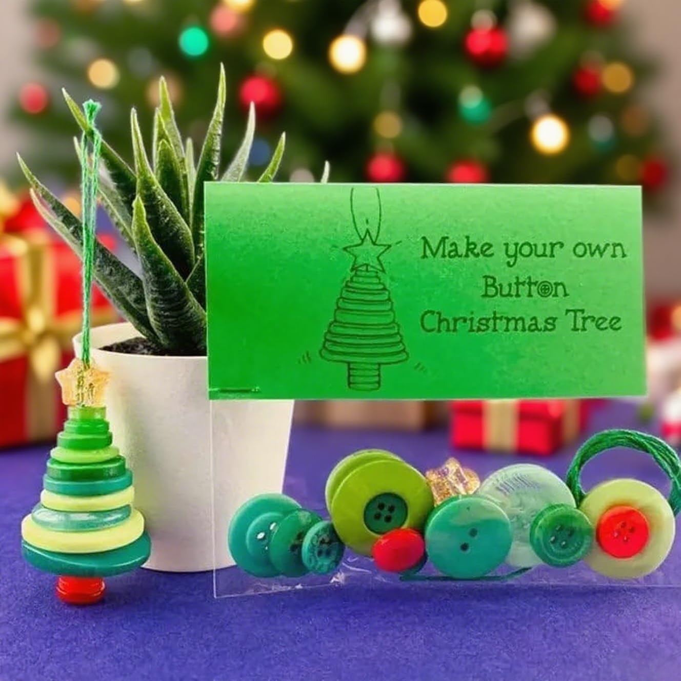 DIY Christmas Button Ornament Making Set–Fun Holiday Handmade Decorations for All Ages,DIY Craft Buttons Kit with Christmas Snowman/Santa/Angel,Xmas Tree Hanging Decorations (#D)