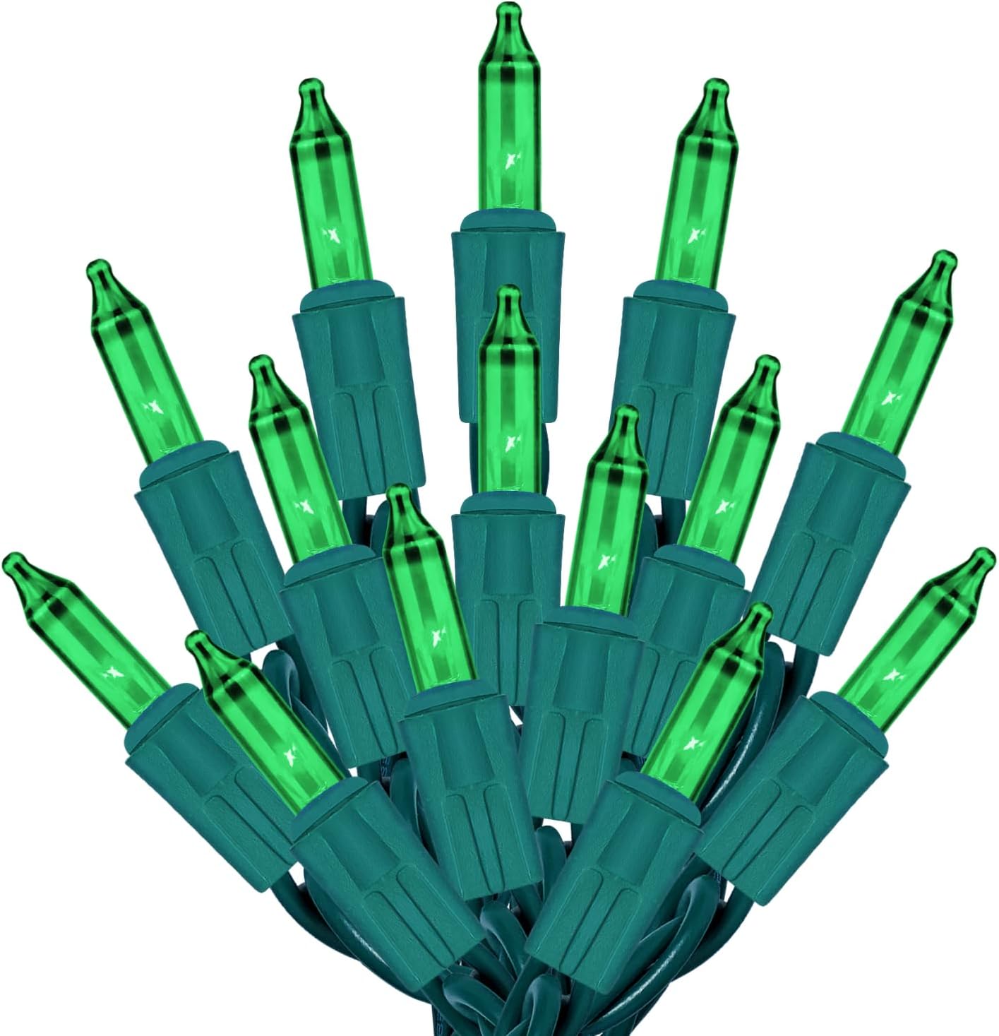 PREXTEX 100 Count Green Christmas Lights - 20 ft Warm Twinkle String Lights with Green Wire for Indoor and Outdoor Holiday Decor, Christmas Trees, Patios and More