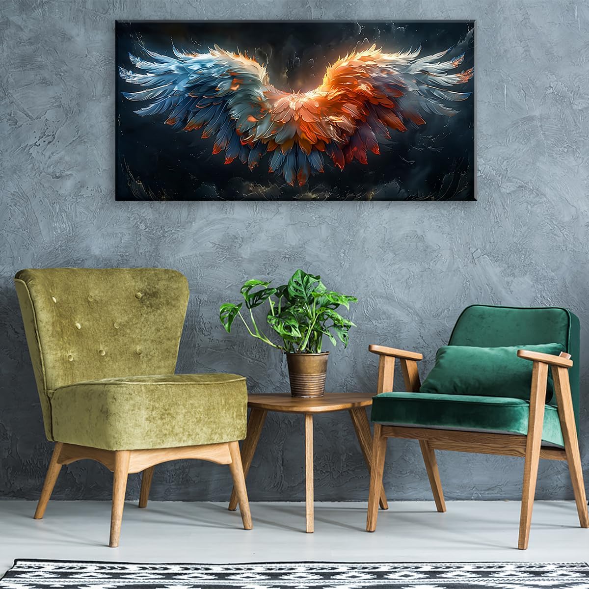 LASMOND Beautiful Colorful Angel Wings Religion Wall Art Decor Artwork for Girls Room Bedroom Living Room (20x40 Inches)