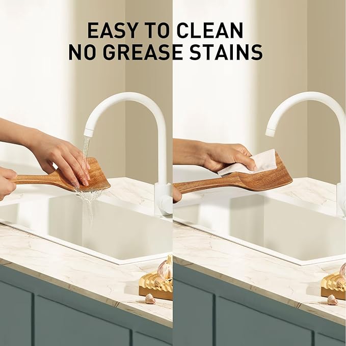 Wooden Spoons - Wooden Spoons for Cooking,Natural Wooden Kitchen Utensils Set Non Toxic,6-Piece Wooden Cooking Utensils(A06)