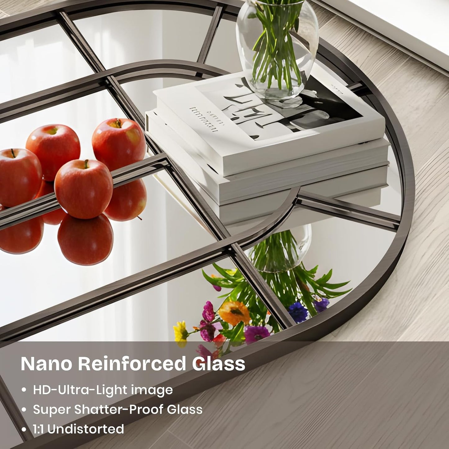 Arched Windowpane Mirror Full Length 71"x30" Wall Mounted Bronze Art Pane Farmhouse Decorative Floor Mirror Leaning Hanging Wall Mirror for Bedroom Living Room Entrance