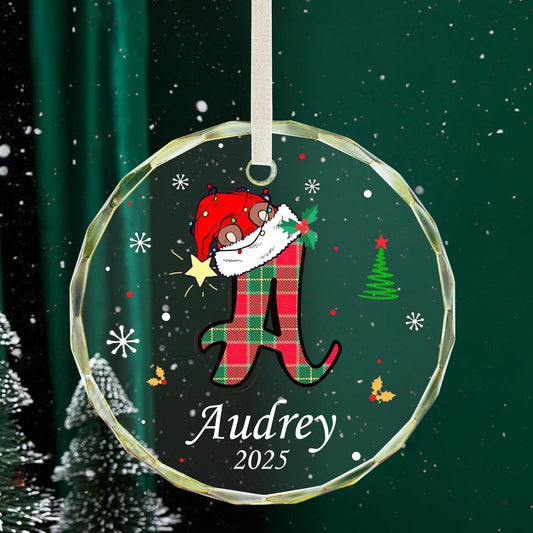 Personalized Christmas Ornaments with Initial Name, Acrylic Custom Monogram Initial A-Z Christmas Ornament 2025 for Kids Family Friends, Customized Letter Name Ornaments for Christmas Tree Decorations