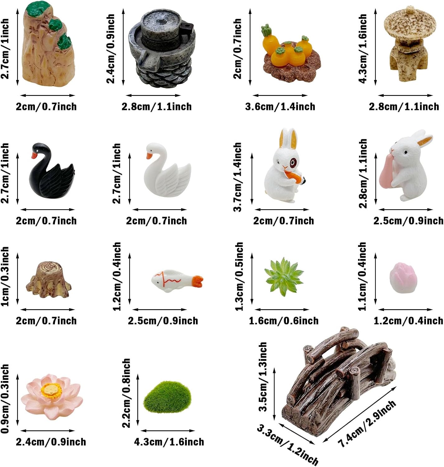 Cayway Mini Zen Sand Garden Kit - Patio Sandbox Decorations Zen Decor With White Sand, Model Trees, Mini Fences, Chairs for Home Office Desktop Decor