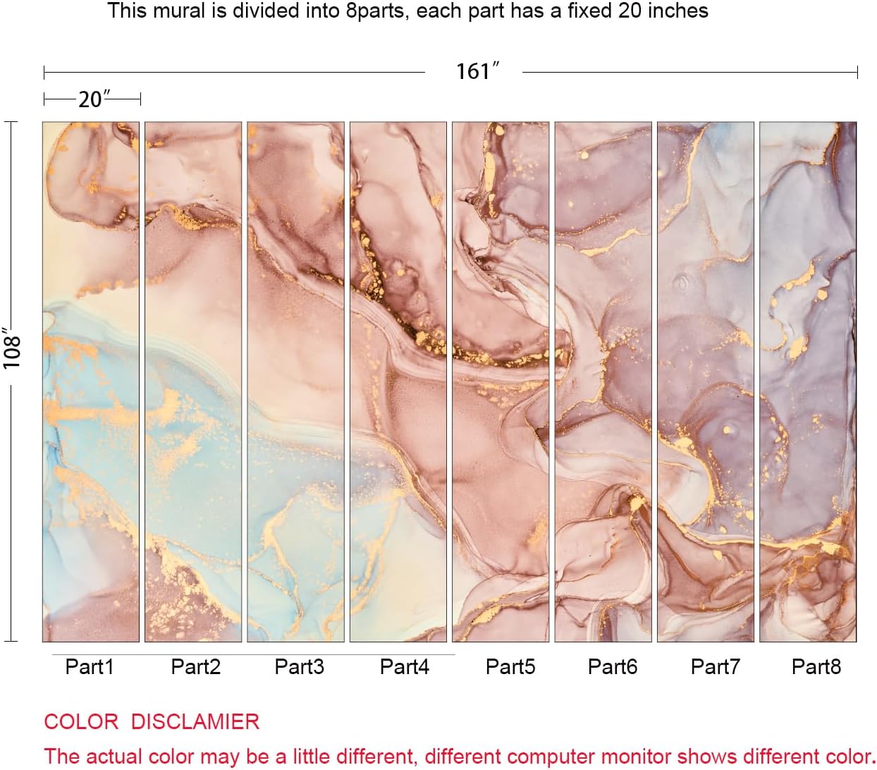 Pink Marble Wallpaper Abstract Texture Wall Mural for Bedroom Living Room (Not Peel n' Stick)