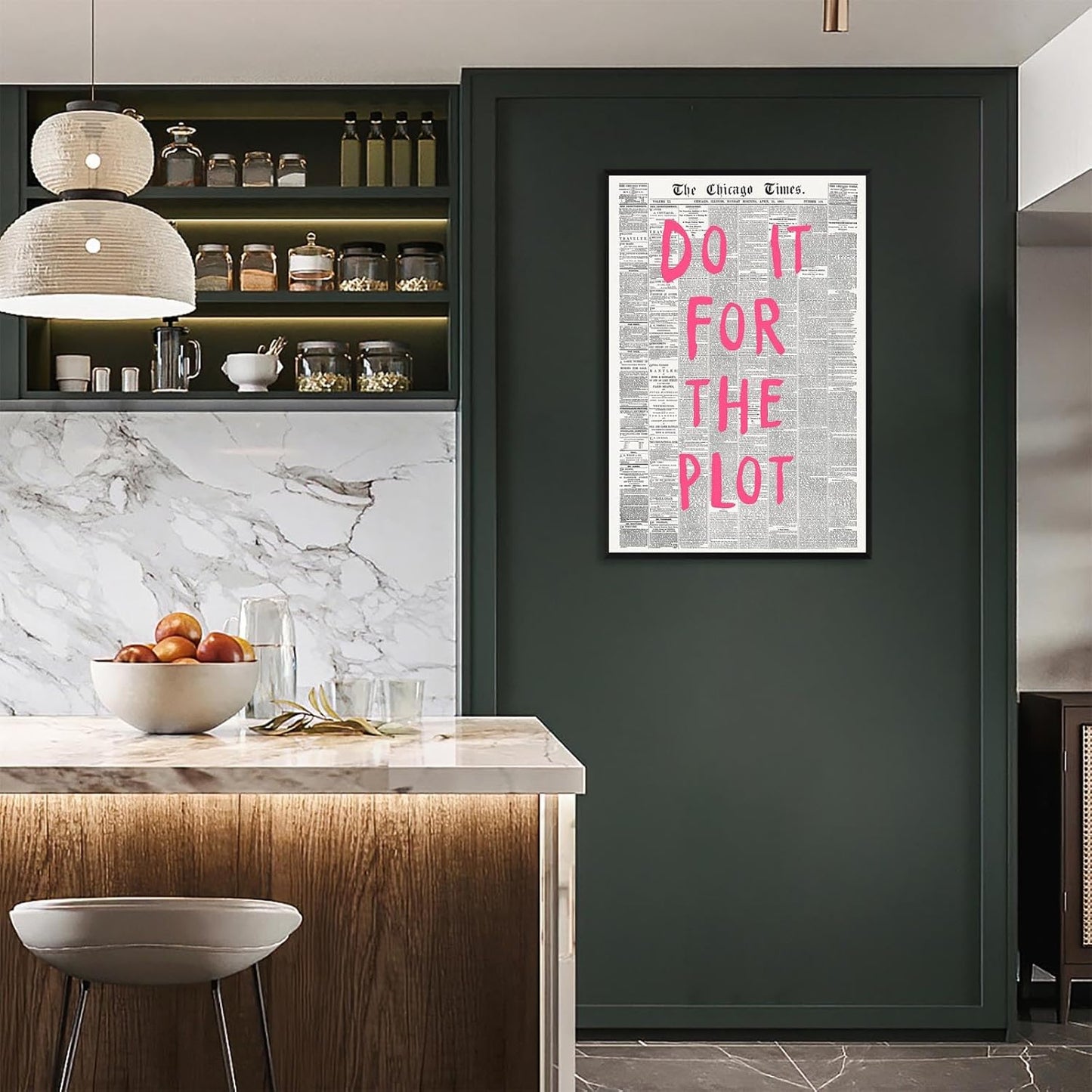 Liyark Retro Black And White Chicago Newspaper Poster Pink Trendy Preppy Apartment Art Motivational Affirmation Do It For The Plot Prints For Home Bedroom Living Room Wall Decor 24x36in Framed