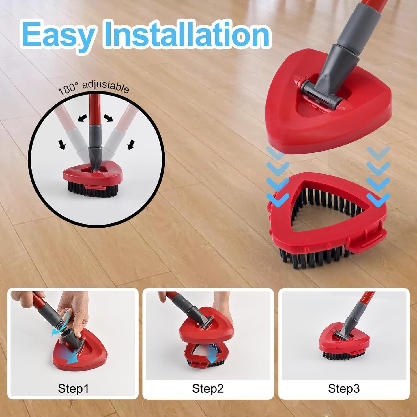 Spin Mop Head,Mop Handle,Base,Brush Compatible with Ocedar RinseClean 2 Tank Spin Mop System,2 Microfiber Spin Mops Replacement Head,4 Section Iron Mop Handle 30-58",Base and Scrub Brush Combo Set