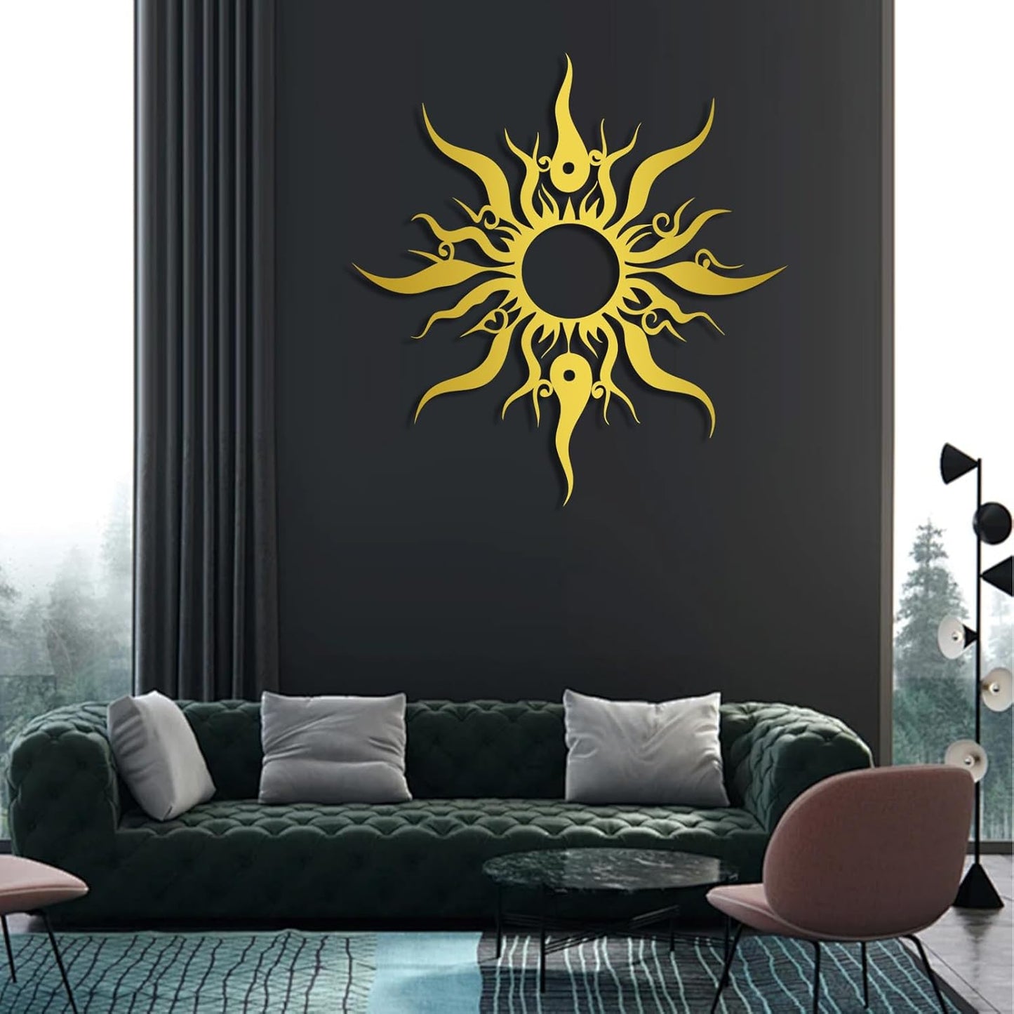 Hotuijxca Metal Wacky Sun Wall Art, Wacky Sun Metal Decor for Livingroom, Bedroom (White, 19"x18"/47x45cm, metal wall art)