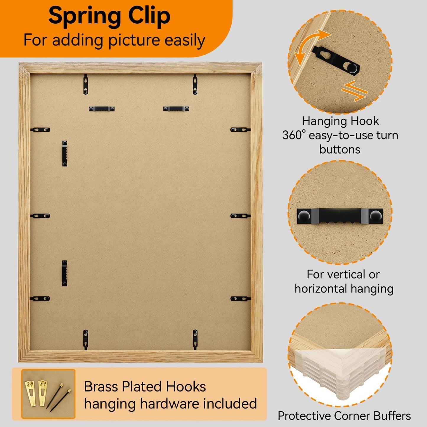 IBUYKE 18x24 Picture Frame,Solid Oak Wood 18x24 Photo Frame with Mat to 16x20,18x24 Picture Frames With Tempered Glass,Wall Mount Display,Home Decor,Natural Oak 24 x 18 Frame,UWPF1824N