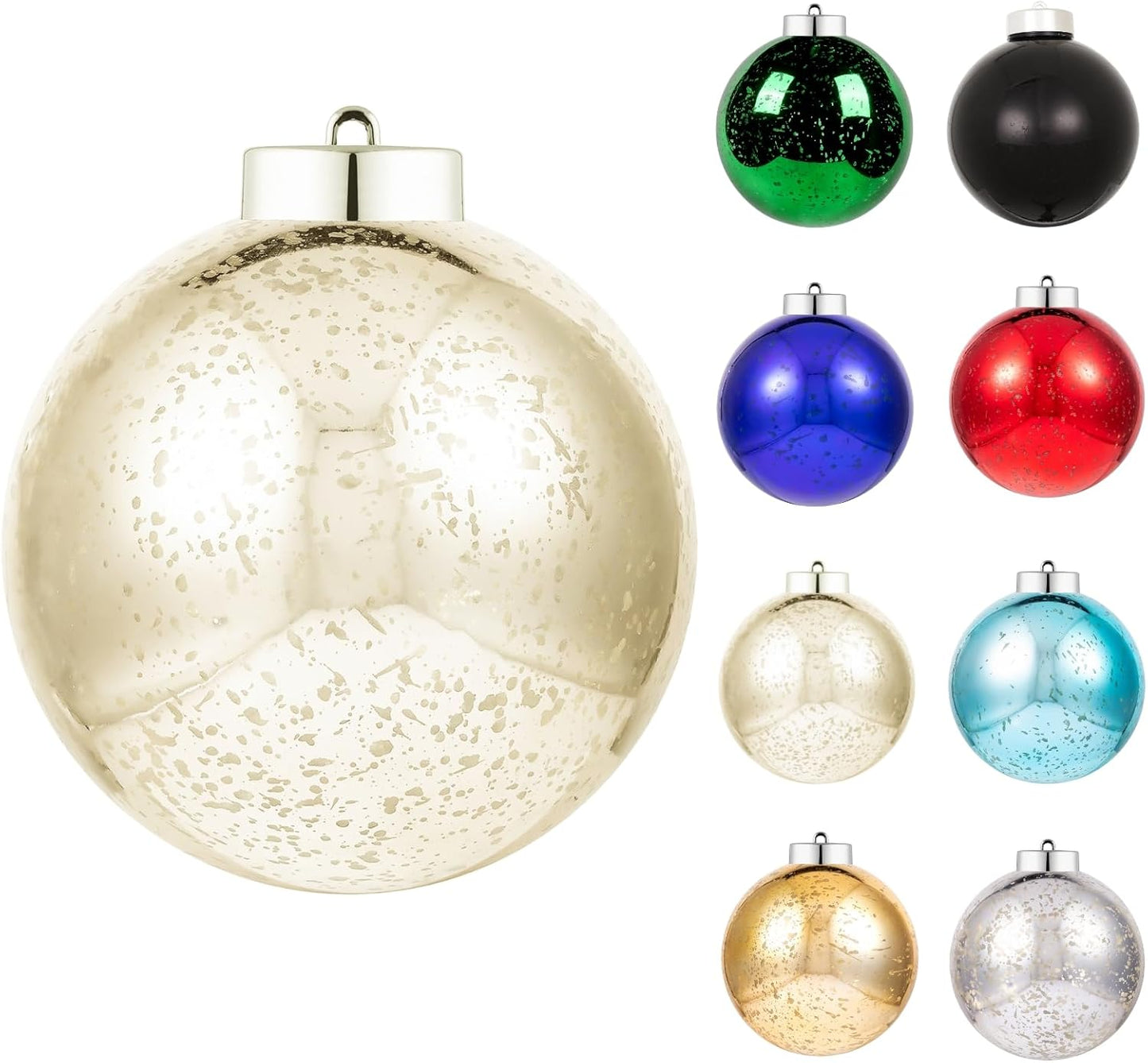 XmasExp Large Christmas Ball Ornaments,1pcs Champagne Giant Shatterproof Plastic Hanging Mercury Xmas Ball Decorations Christmas Tree Ornaments (Champagne Gold, 8")