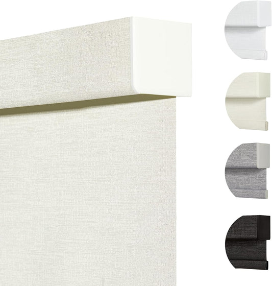 Persilux Blackout Shades for Windows Cordless Roller Blinds, Roller Windows Shades for Home with Fabric Attached Valance, UV Protections Easy Installation for Door/Office, Limestone(42.5" W x 48" H)