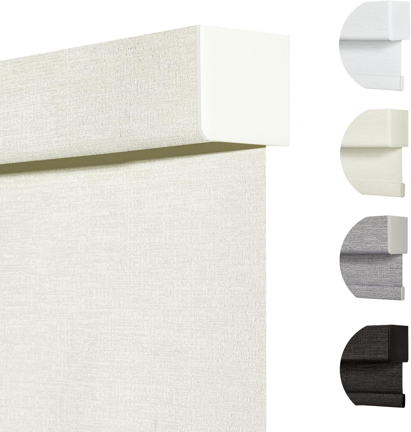 Persilux Blackout Shades for Windows Cordless Roller Blinds, Roller Windows Shades for Home with Fabric Attached Valance, UV Protections Easy Installation for Door/Office, Limestone(55.5" W x 48" H)