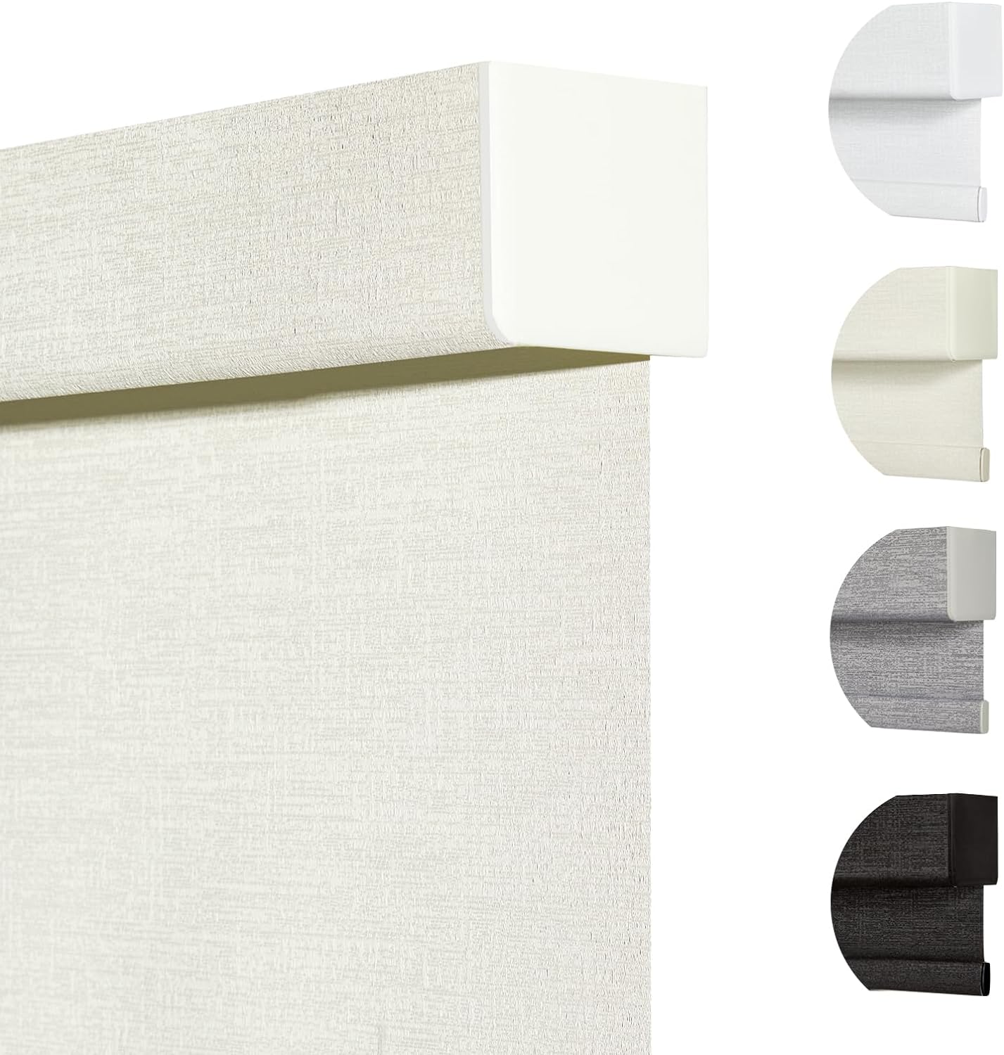 Persilux Blackout Shades for Windows Cordless Roller Blinds, Roller Windows Shades for Home with Fabric Attached Valance, UV Protections Easy Installation for Door/Office, Limestone(61" W x 48" H)