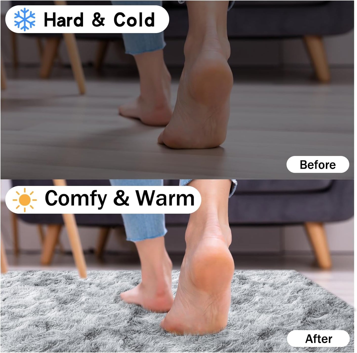 Rezutan Small Area Rug, 2x3 Rug for Bedroom Shaggy Throw Rugs for Dorm Rug, Soft Tie Dyed Carpet for Kids Room, Plush Non-Slip Fluffy Bedside Rug for Home Decor Aesthetic,Grey Tie-Dyed