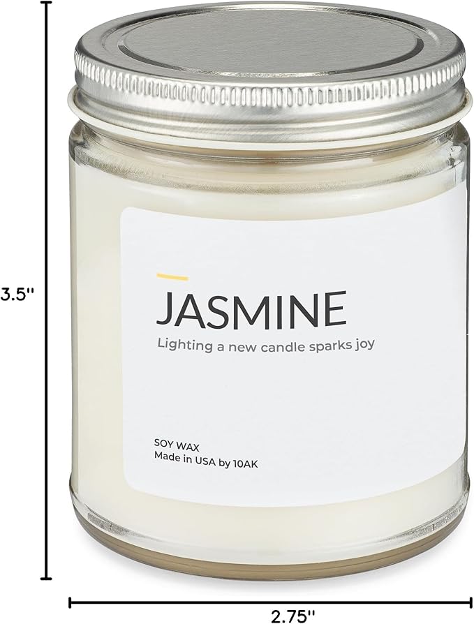 1OAK Jasmine Candle - Soy Wax Scented Candles (Jasmine) - Soy Candles for Home Scented - Long Burning Premium - Hand-Poured (7oz.)