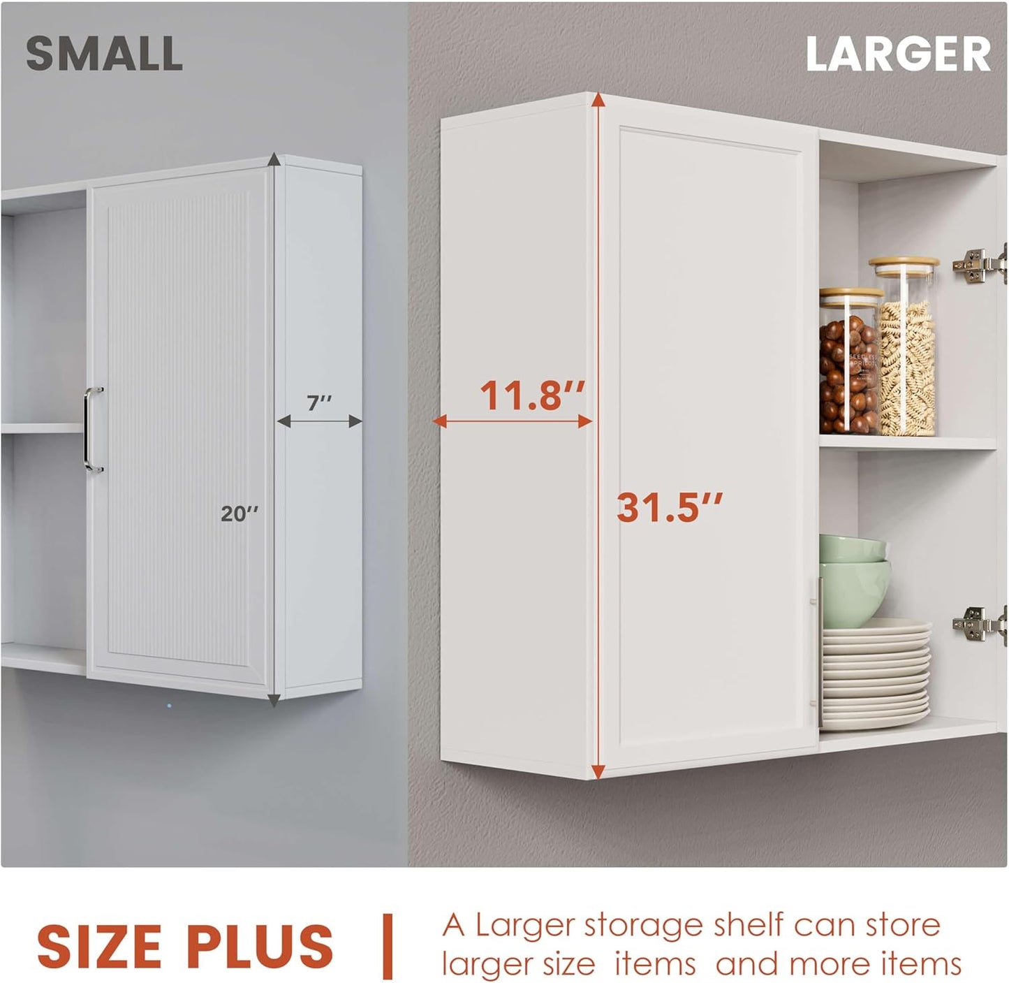 FIMELLO 30" Laundry Room Cabinets Wall Mounted,White