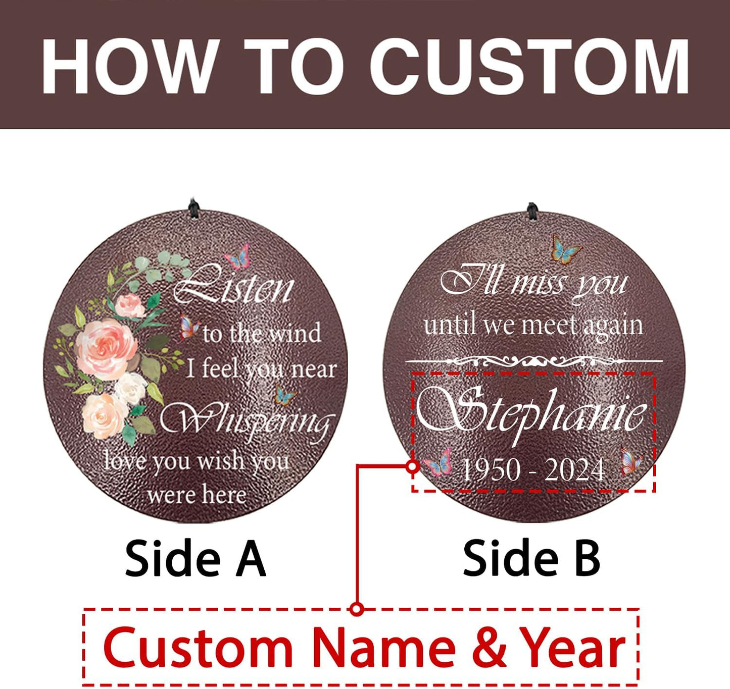 ASTARIN 36" Large Deep Tone Personalized Sympathy Wind Chimes, Memorial Wind Chime for Loss of Mother Father Loved One, Hummingbird Bereavement Gifts Decor Outdoor Patio Garden Graveyard