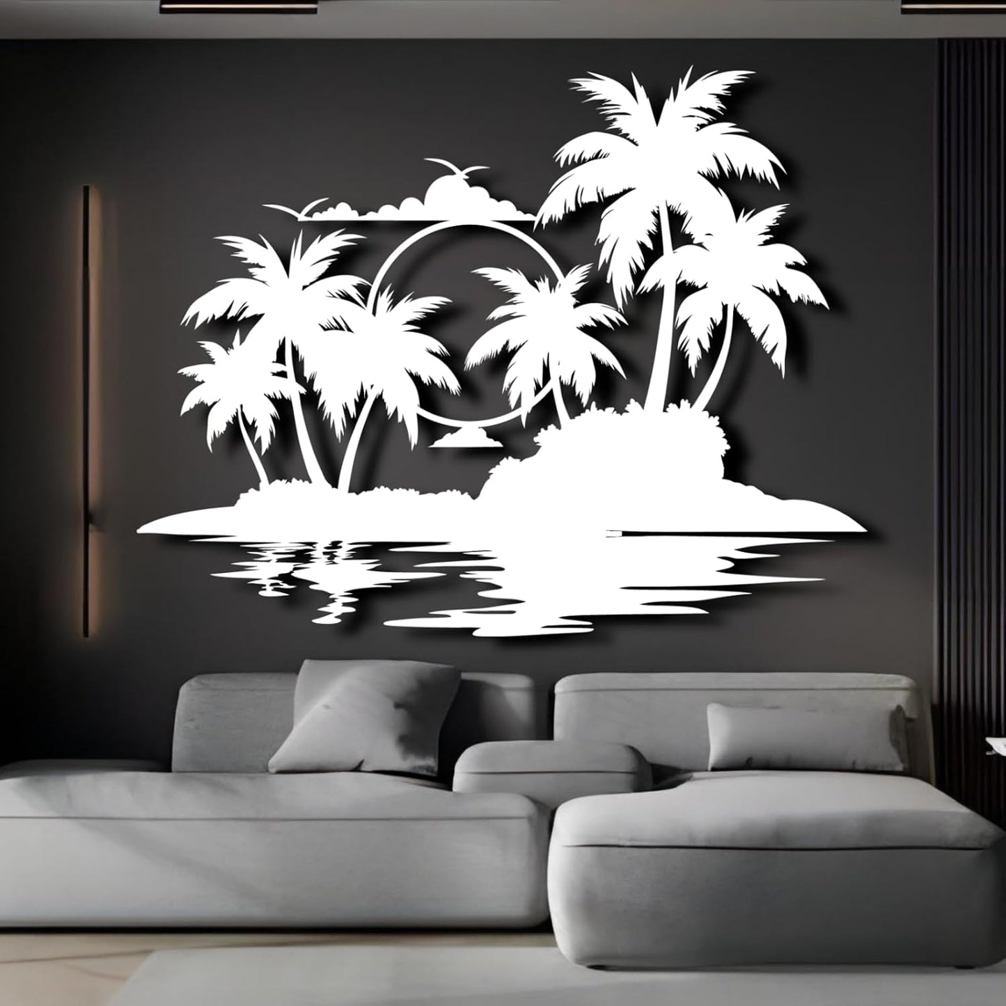 Palm Tree Metal Wall Decor,Palm Tree Metal Wall Art,Metal Palm Tree,Metal Palm Tree Wall Decor,Tropical Metal Wall Art,Beach Wall Decort,Metal Wall Decor (style 2,white,24 L" x 19 W" / 60 x 47 cm)