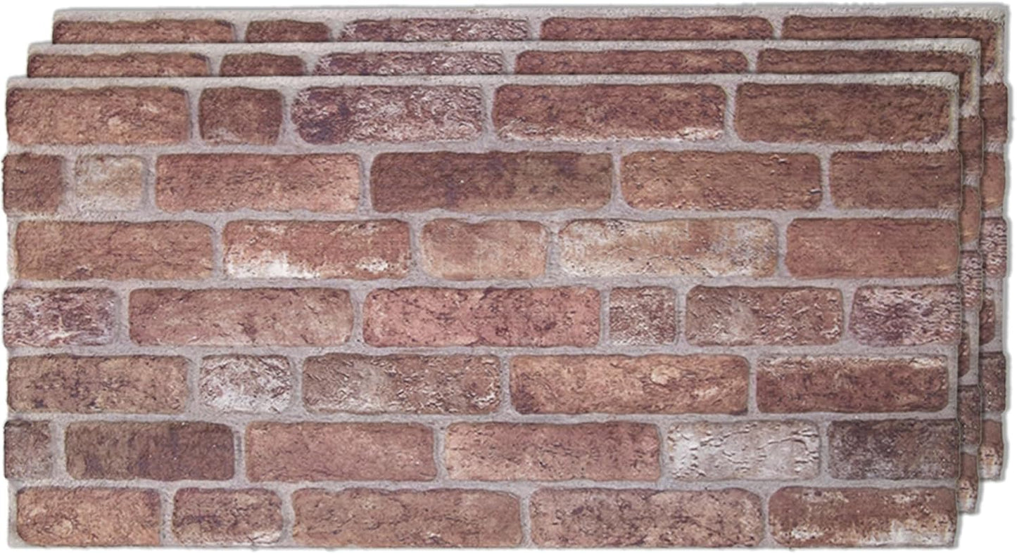 IZODEKOR 3D Wall Panels Brick Effect - Cladding, Stone Look, Styrofoam Facing for Living Room, Kitchen, Bathroom, Balcony, Bedroom and Back of Counter | Old Castle (3 Piece Panel) | Covers 16 sq ft
