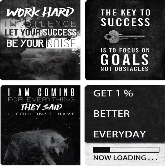 Motivational Wall Decor Art Inspirational Success Canvas Poster Artwork Positive Quote Painting Office Wall Decor Art for Women Men Company Bedroom Living Room Home Decoration Framed 20”X20”X4