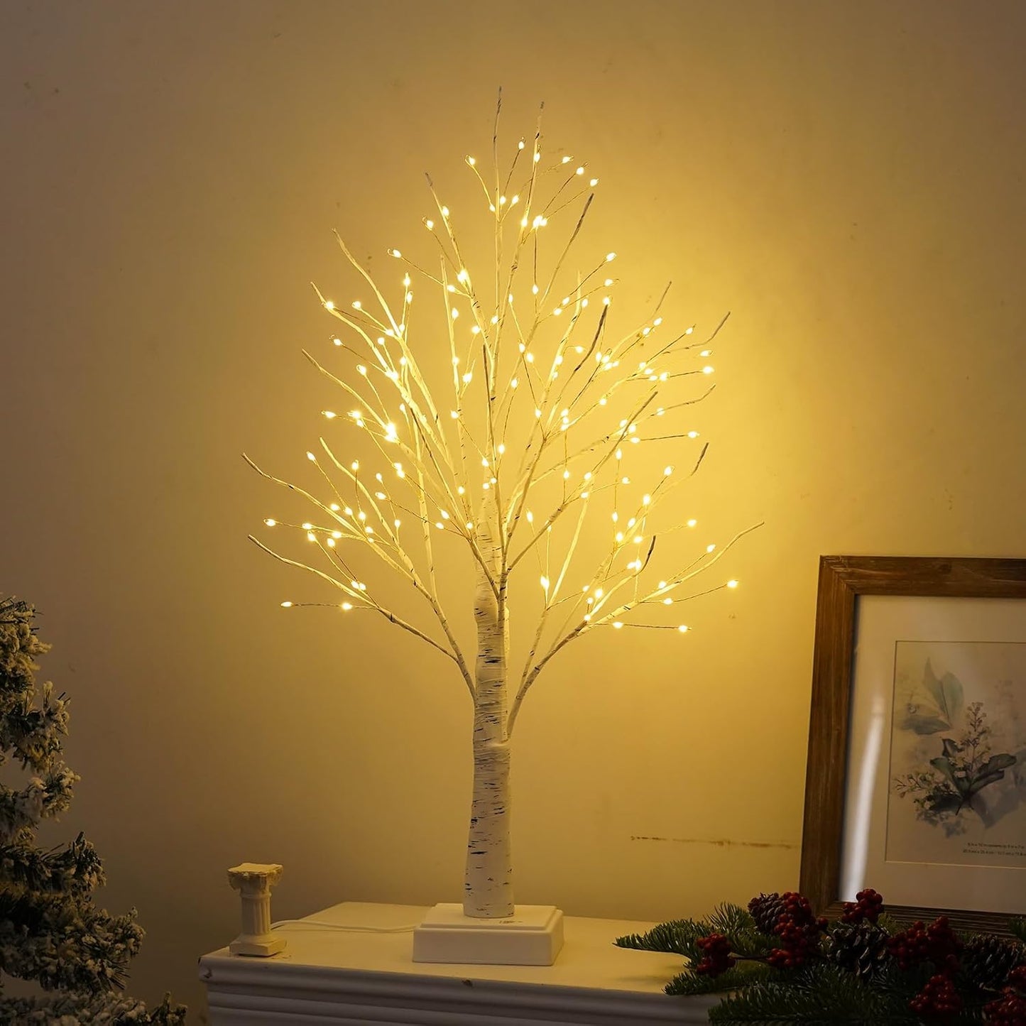 144 LED Birch Tree Lights, DIY Artificial Tree Lamp Timer Battery/USB Operated, Tabletop Bonsai Fairy Light Spirit Tree for Bedroom Christmas Home Gifts Decor (Warm White)