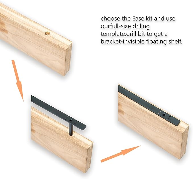 Hidden Shelf Brackets ， Floating Shelf Bracket (22 inch +Ease Kit （New）)