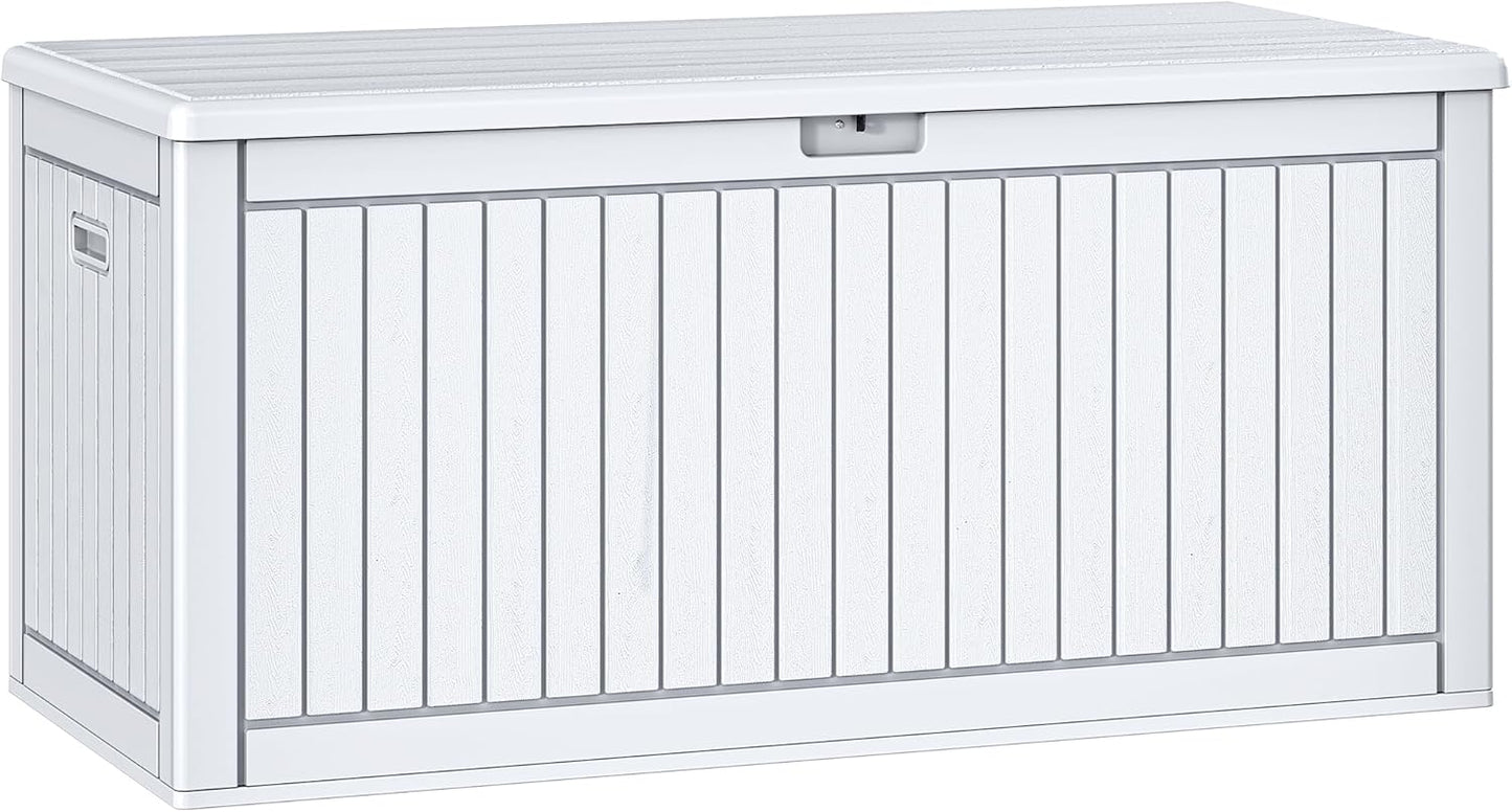 YITAHOME 260 Gallon Extra Large Deck Box, Double-Wall Resin Outdoor Storage Box with Flexible Divider for Patio Cushions Pool Supplies Garden Tools, 1000lbs Load Capacity, Lockable&Waterproof (White)