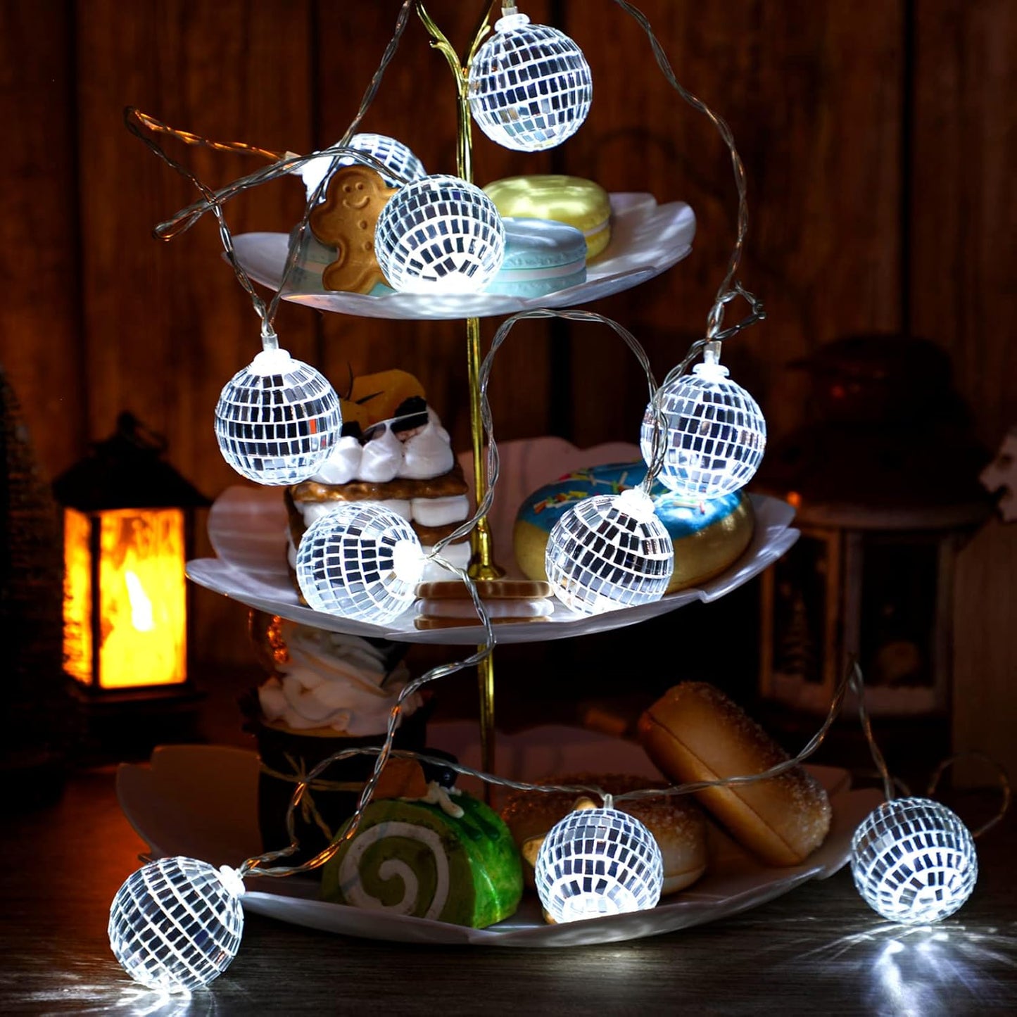 Zhanmai 30 LED Disco Ball String Lights Decor Lighted Mini Mirror Disco Balls Ornaments for 70s 80s Party Supplies Club(1.97 Inch Ball,Silver)