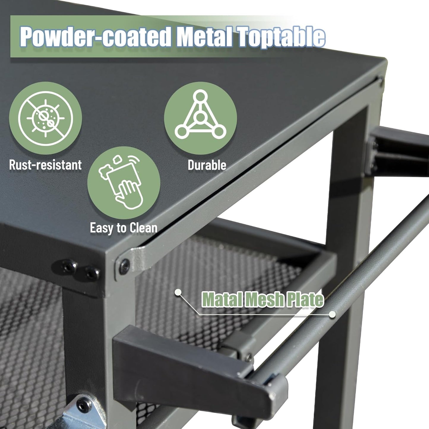 Domi 3-Shelf Outdoor Grill Table, Grill Cart Outdoor with Wheels, Pizza Oven and Food Prep Table, Blackstone with Propane Tank Hook, BBQ Stand for Blackstone Griddle for Outside BBQ