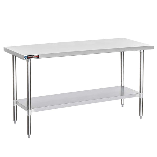 DuraSteel 24x72 Stainless Steel Work Table - NSF Commercial Prep Metal Table - Outdoor Pizza Oven Stand w/Under Shelf - Kitchen Island Laundry Utility Garage Microwave Stand Rolling Storage Cart Vevor
