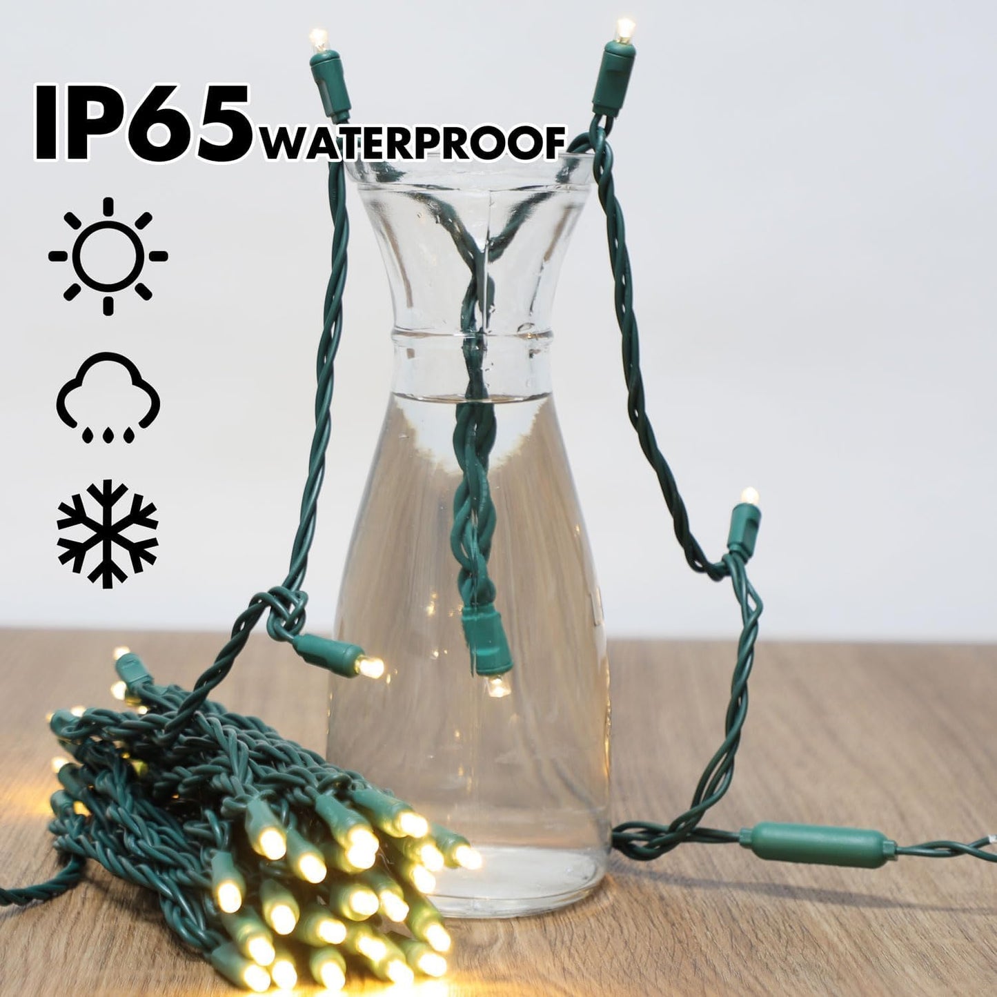600LED (12pk of 50L) String Lights,LED Christmas Lights, 6" SPACING,Green Wire,Warm White