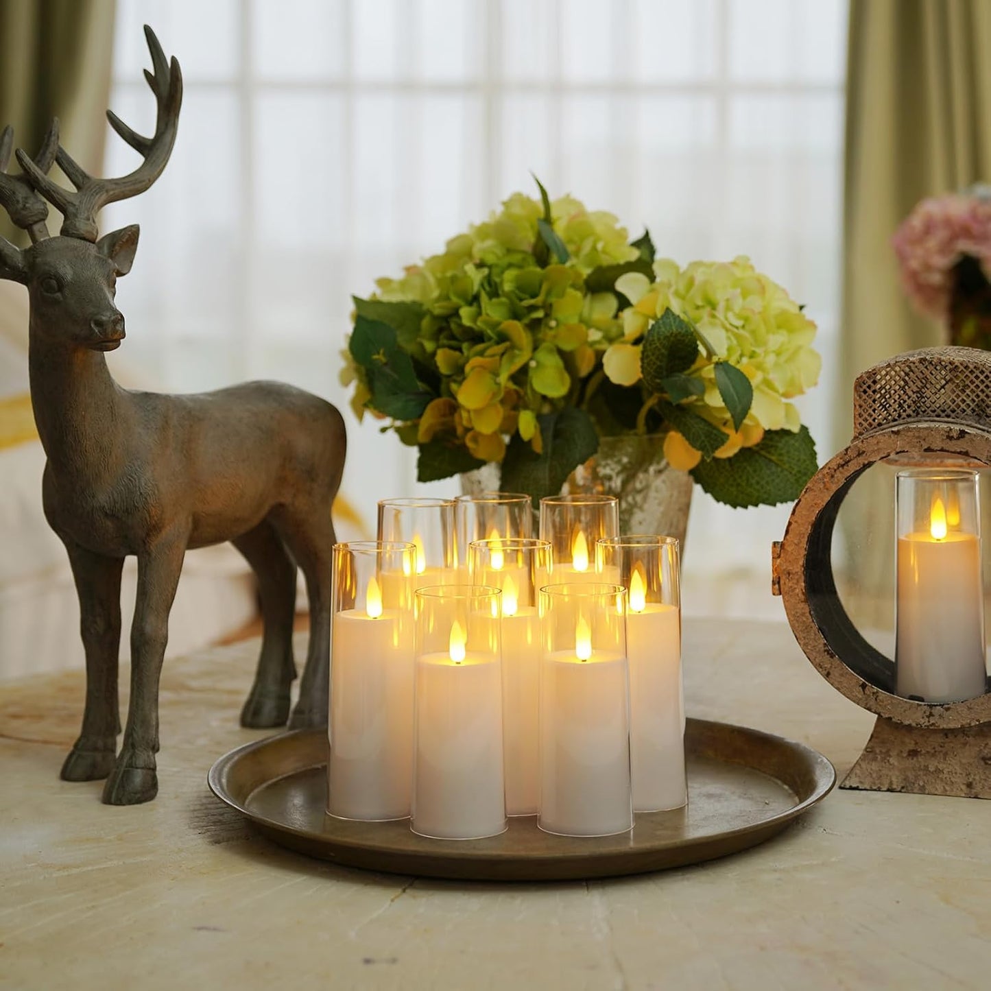 Homemory Pure White Acrylic Flameless LED Candles, Battery Operated With Remote Control and Timer, Electric Fake Candles for Wedding, Home Decor, Set of 9