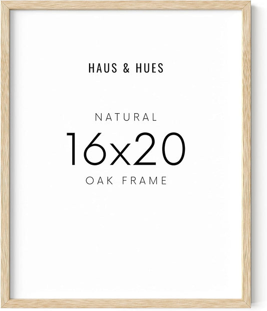 HAUS AND HUES Beige Oak Wood 16x20 Picture Frame - Modern Wood Wall Art Display - Lightweight 16x20 Frame for Art Prints, Photos, Posters - Ready-to-Hang Vertically & Horizontally