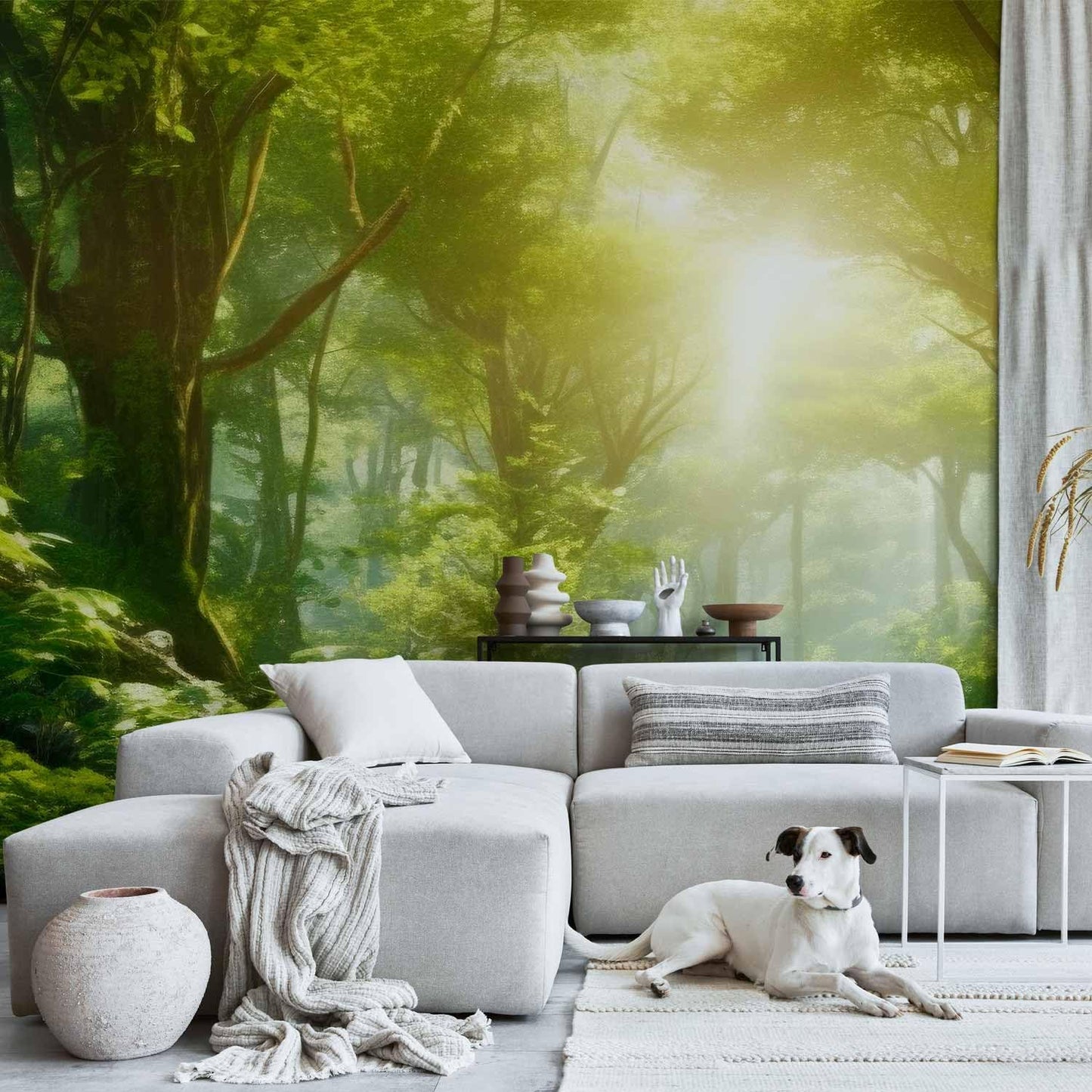 artgeist Wall Mural Peel and Stick Forest 212x98 in - XXL Self-Adhesive Corner Wallpaper Removable Large Sticker Foil Angle Wallpaper Mashrooms Story Flowers Butterfly Forest c-B-10181-a-a