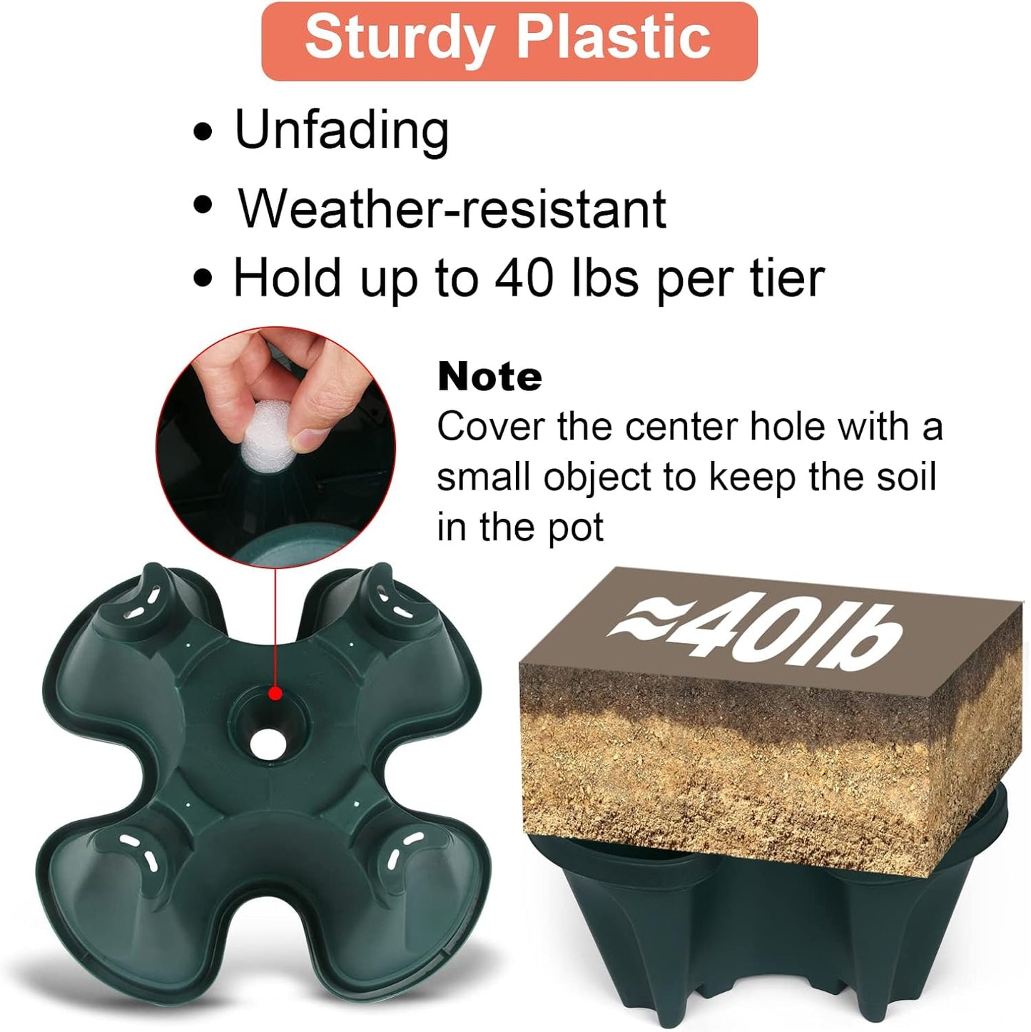 Vertical Planter 7 Tier Stackable Planters Garden Planters Strawberry Herb Flower and Vegetable Planter Indoor Outdoor Gardening Pots with Removable Wheels and Tools 2-Pack