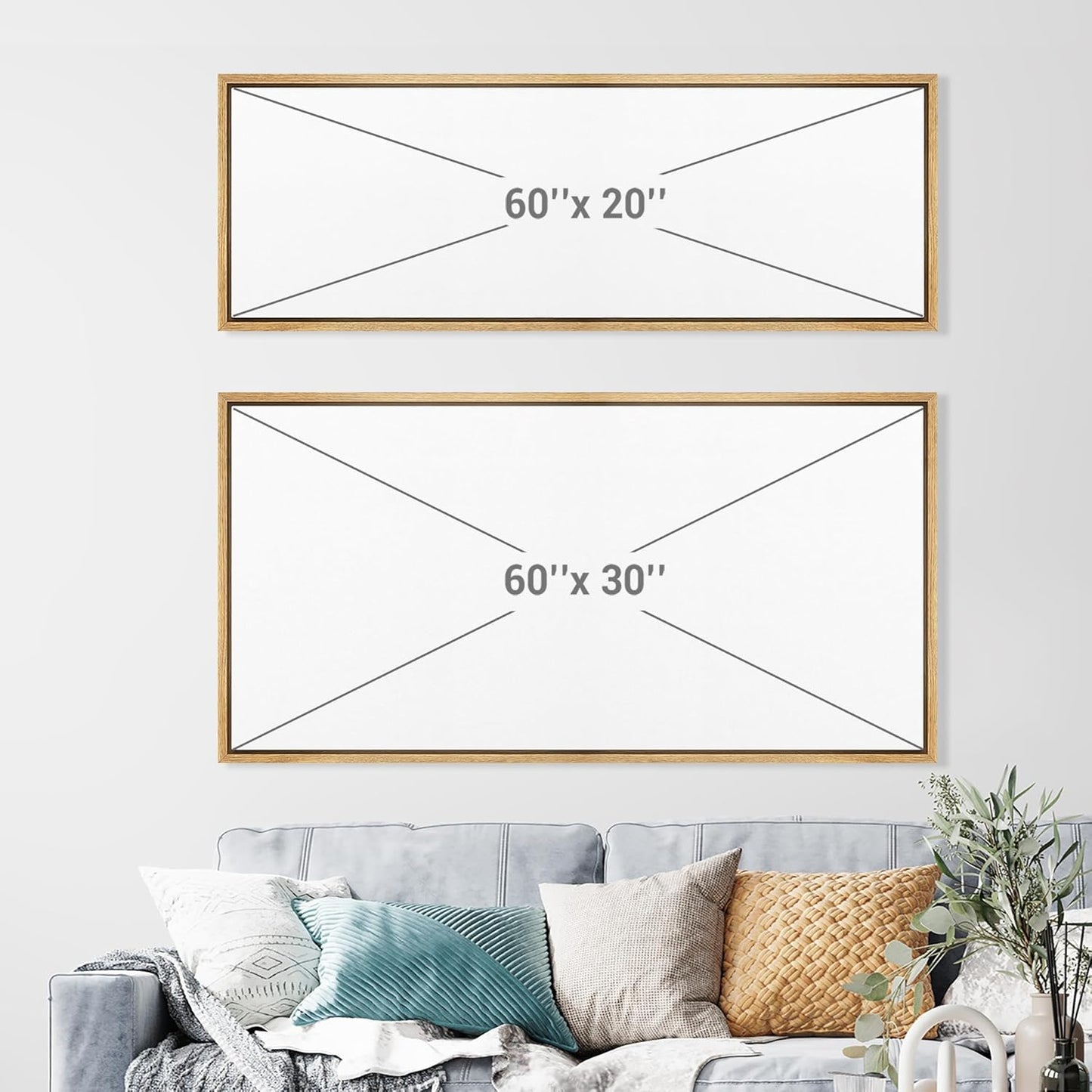 MUDECOR Extra Large Framed Canvas Print Wall Art Abstract Earth Tones Illustrations Antique Retro Fine Art Illustrations Decorative Colorful for Bedroom - 60"x30"