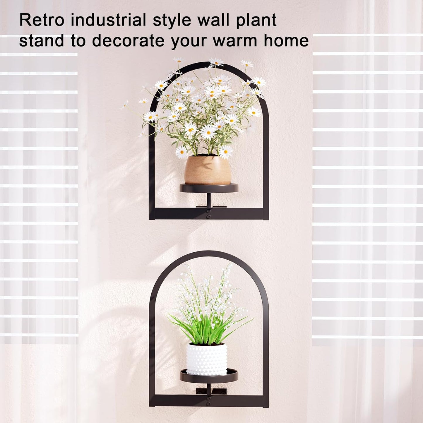 Wall Plant Holder, Wall Planter for Indoor Plants, Window Plant shelves for Multiple Plants Indoor Outdoor, Framed Plant Holder for Home Decor (2 Pack)