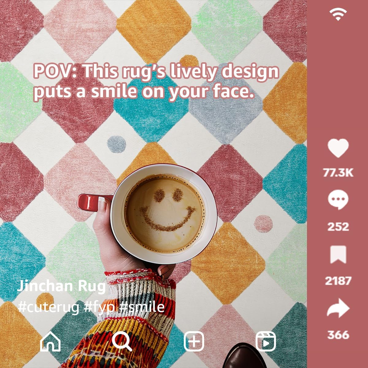 jinchan Area Rug 3x5 Kids Washable Indoor Floor Cover Non-Slip Modern Soft Rug Elementary School Classroom Colorful Diamond Carpet for Nursery Playroom Daycare Bedroom Living Room Confetti on Cream