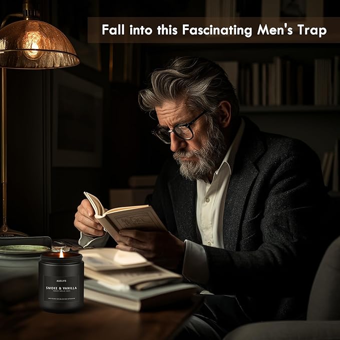 2 Pack Smoke & Vanilla Candle | Candles for Men - Masculine Candle, Soy Candles for Home Scented - Gifts for Men, Home Fragrance Gifts - Each of 7oz