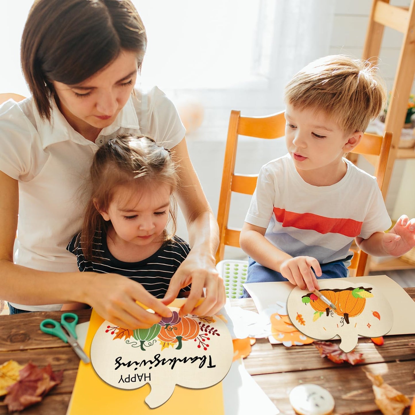 Wooden Pumpkins Ornaments to Paint Halloween Thanksgiving Decoration Cutouts Unfinished 6Pack, DIY Blank Unfinished Pumpkin Ornament for Home Harvest Crafts Autumn Decoration