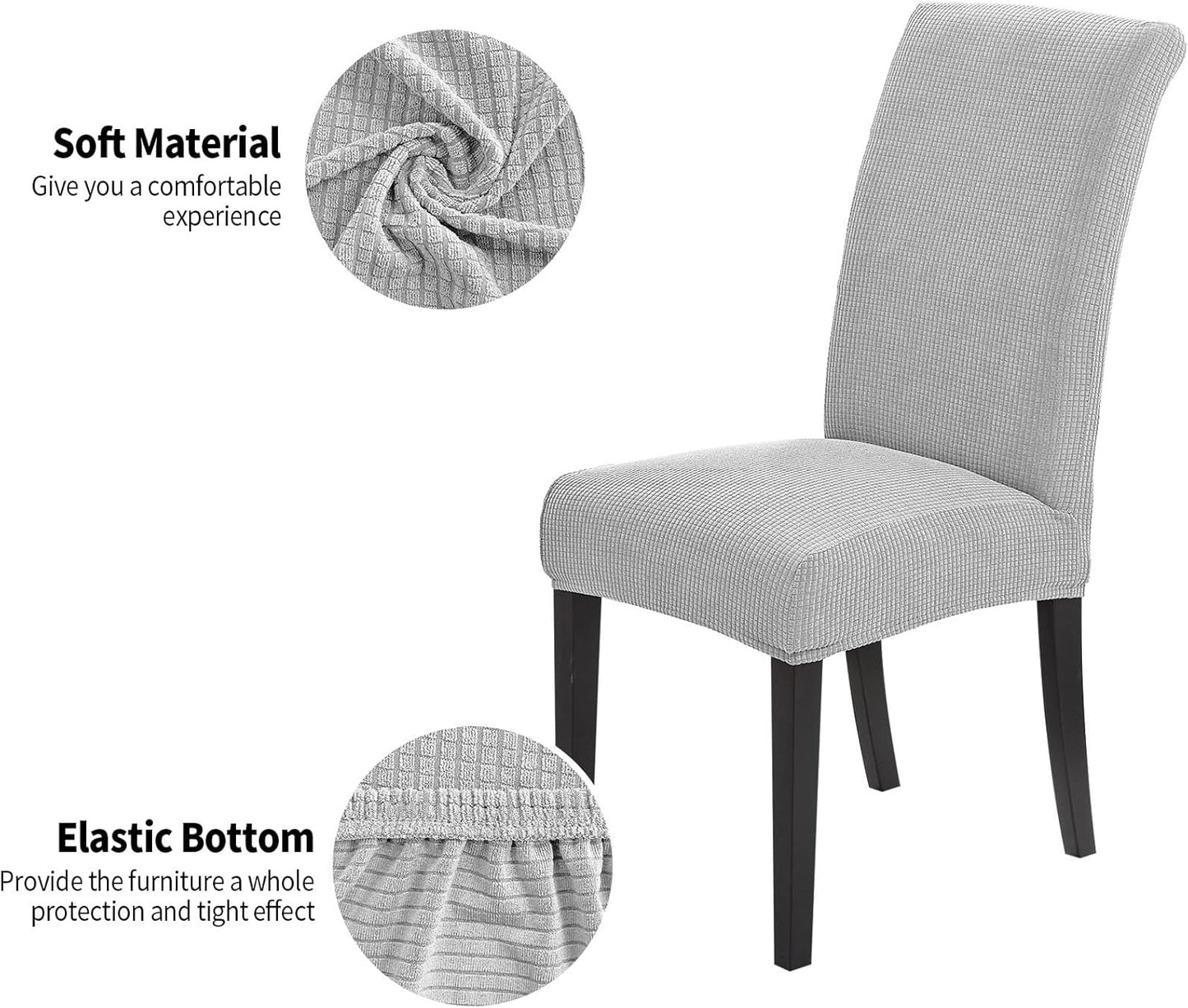 Joccun Chair Covers for Dining Room Set of 4, Dining Chair Slipcovers Stretch Dining Room Chair Covers Seat Protector,Washable Parsons Chair Cover for Home,Hotel,Banquet(Silver,4 Pack)