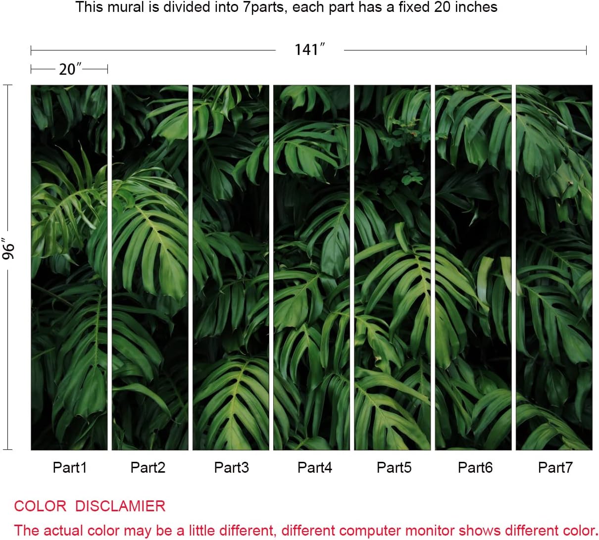 Tropical Monstera Wallpaper Banana Leaf Wall Mural Wallpaper for Living Room Bedroom TV Background Wall Covering(Not Peel n' Stick)