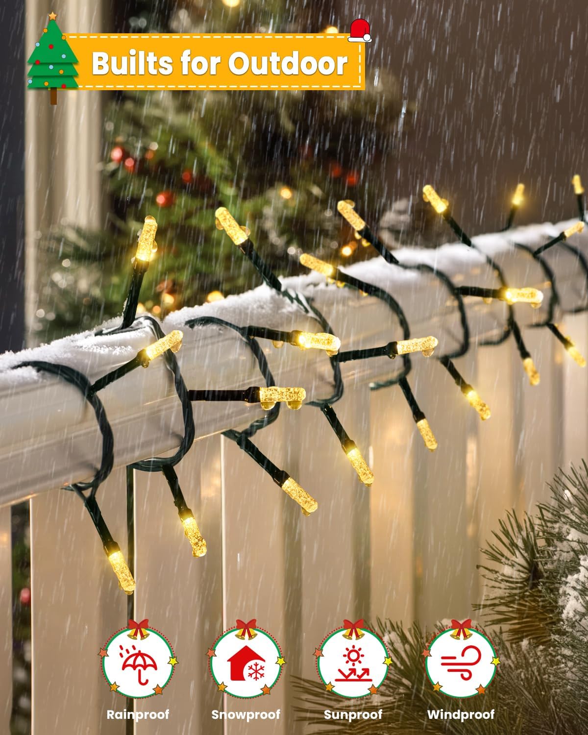 315FT 800 LED Christmas Tree Lights,String Lights Green Wire with 8 Modes, Timer and Memory, Plug in Outdoor Waterproof Twinkle Lights for Indoor Yard Xmas Holiday, Warm White