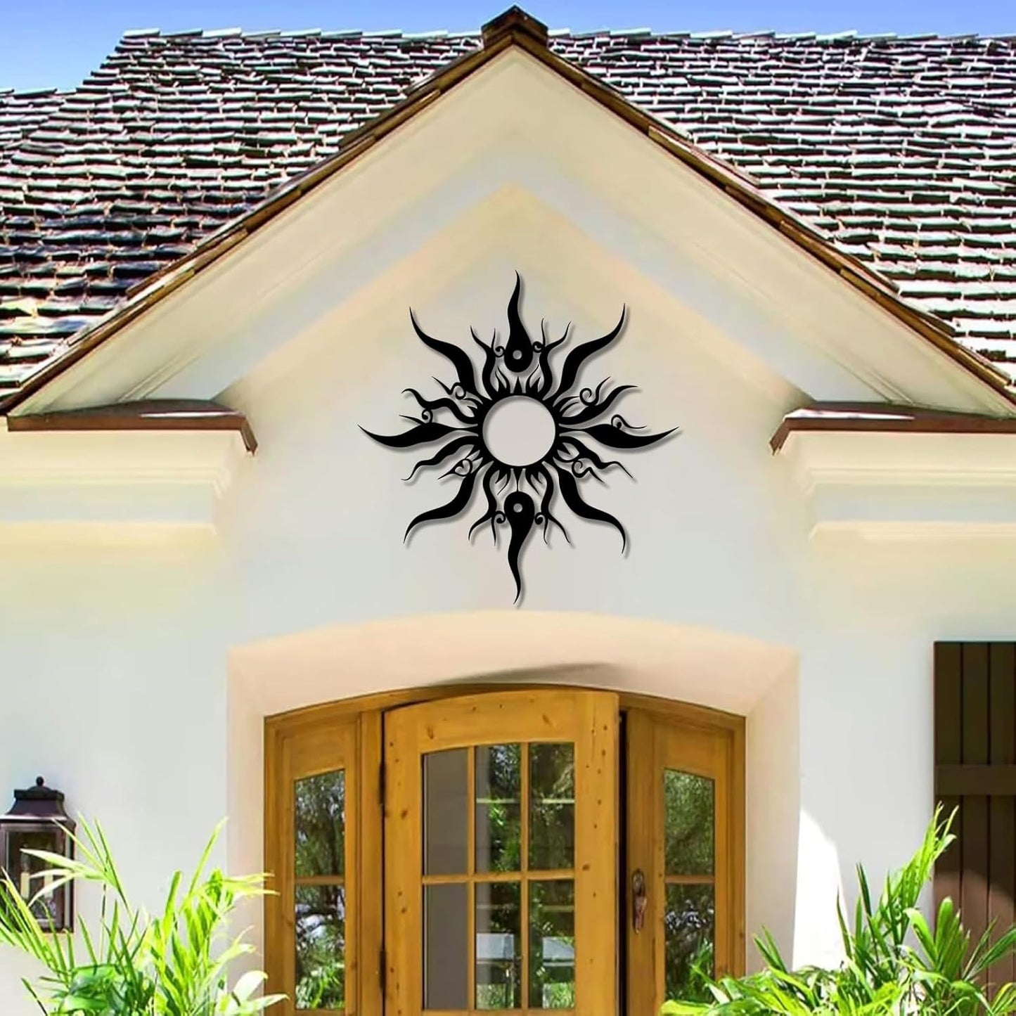 Hotuijxca Metal Wacky Sun Wall Art, Wacky Sun Metal Decor for Livingroom, Bedroom (Black, 24"x23"/60x58cm, metal wall art)