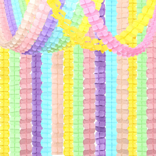 Pastel Rainbow Party-Decorations Streamers Garland - 12pcs 4-Leaf Clover Paper Streamer Baby Shower Wedding Banners Boy Girl kids Birthday Birthday Supplies Decor Ouruola