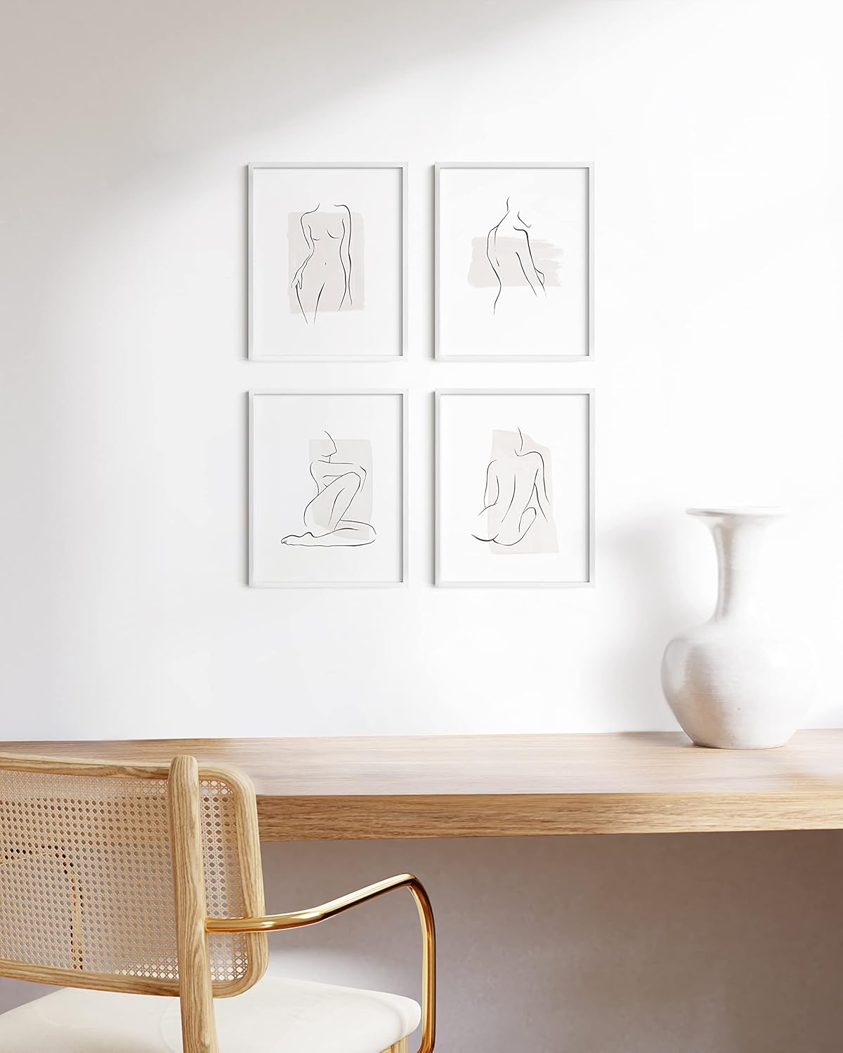 HAUS AND HUES Set of 4 Photo Frames 11x14 - Metal Picture Frames White Frames Gallery Wall, 11x14 Frame White Picture Frames Pack White Gallery Wall Frame Set of Frames (White Aluminum Frames)